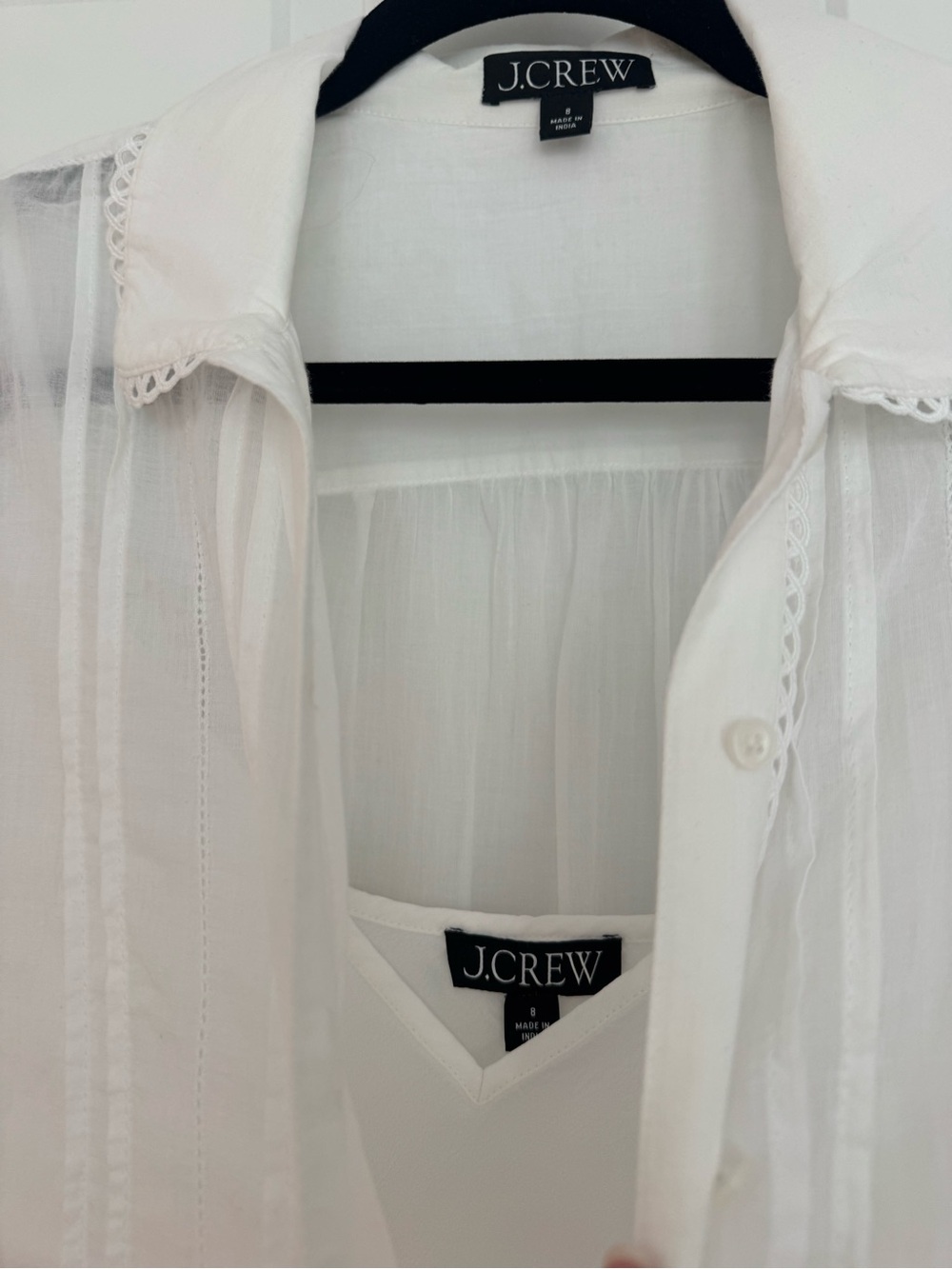 J.Crew Button-up short-sleeve shirt in cotton voile white Size 8 NWOT - Picture 3 of 4